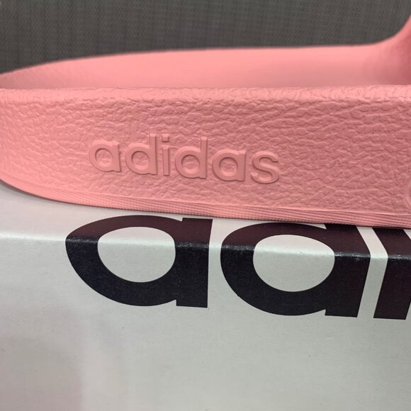Adidas Adilette Aqua Womens Size 10 Slides Pink & Off-White Stripes - Picture 4 of 8